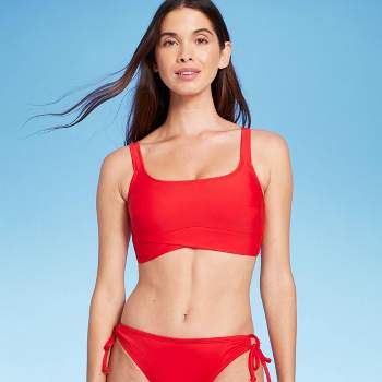 SHAPERMINT Essentials Swim Ruffled Bikini Top, Burgundy, 3X-Large :  : Fashion