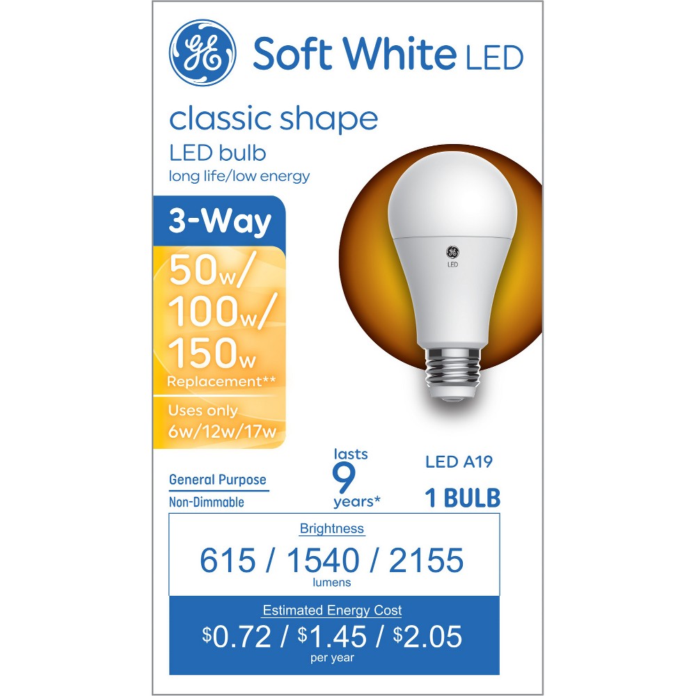 Photos - Light Bulb General Electric GE 6-12-17W 3-Way A19 LED Medium Base  