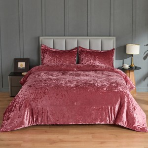 Juliette Luxe Comforter Set Velvet Lush with Soft Brushed Microfiber Reverse, Fluffy Comforter Bed Set, Matching Sham - 1 of 4