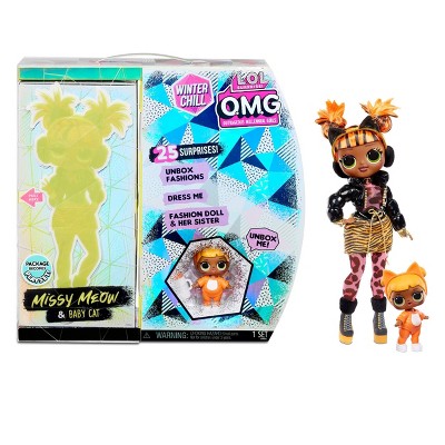 L.O.L. Surprise! O.M.G. Winter Chill Missy Meow Fashion Doll & Baby Cat Doll with 25 Surprises