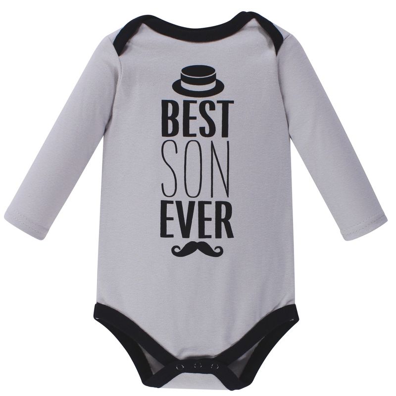Hudson Baby Infant Boy Cotton Long-Sleeve Bodysuits 5pk, Handsome Little Man, 6 of 8