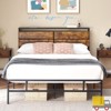 Jojoka Bed Frame with Vintage Wood Headboard & Footboard, Metal Platform Frame with Storage Shelf, Underbed Storage, No Box Spring Needed - 3 of 4