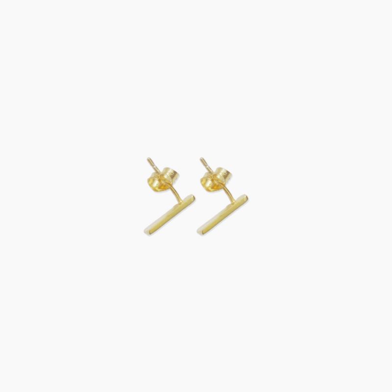 sanctuaire Dainty Hammered Rectangle Bar Earrings Gold, 2 of 4