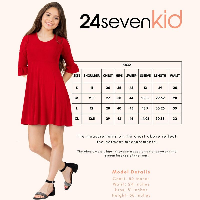 24seven Comfort Apparel Girls Elbow Length Sleeve Fit and Flare Party Dress, 4 of 5