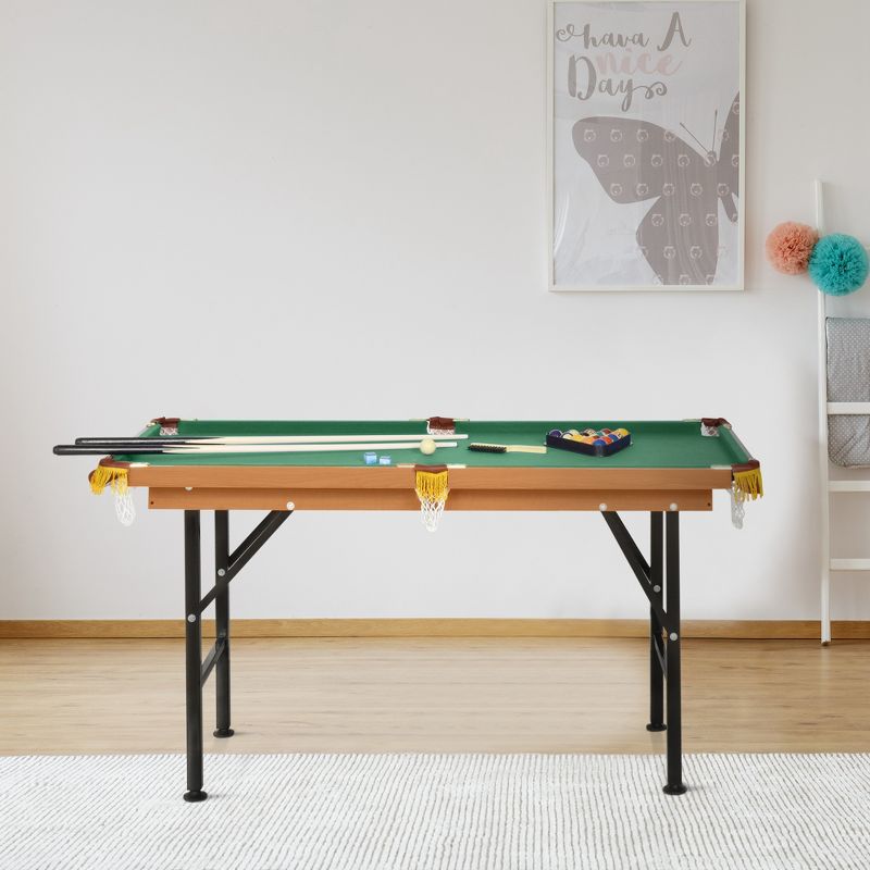 Soozier 55'' Portable Folding Billiards Table Game Pool Table for Kids Adults With Cues, Ball, Rack, Brush, Chalk, 3 of 9