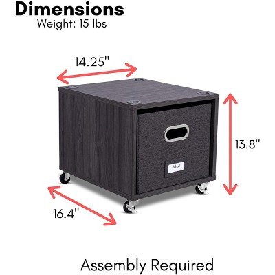 Driftwood Grey Mobile Lateral File Cabinet with Linen Bin
