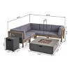 Christopher Knight Home Culatra Outdoor Acacia Wood 5 Seater Sectional Sofa Set with 50,000 BTU Iron Fire Pit - 3 of 4