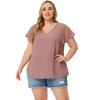 Agnes Orinda Women's Plus Size Swiss Dot V-Neck Tops with Flutter Sleeves - 3 of 4