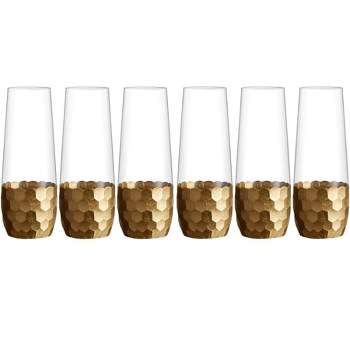 Berkware Luxurious Long Twisted Stem Champagne Flutes With 14k Gold Rim -  10.6oz : Target