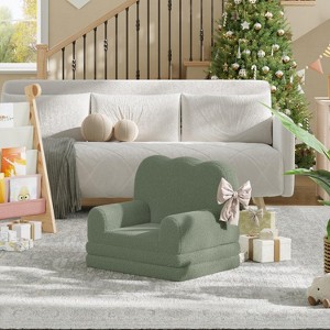 Coucheta Kids Couch, 2-In-1 Comfy Toddler Couch Fold Out, Convertible Sofa to Lounger Foam Kids Chair with Teddy Fleece, Gift for Girls and Boys - 1 of 4