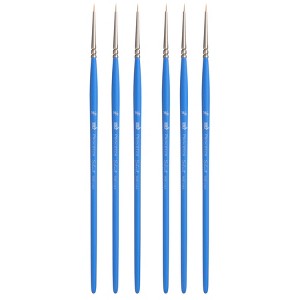 Princeton Select Artiste Short Liner Brush, Synthetic Bristles, Short Handle Mixed Media Paintbrush, Jewel Blue, Size 18/0, Pack of 6 - 1 of 4