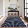 Washable Grid Bathroom Rug - Modern Low Pile Blue Runner, Soft Thin Entrance Mat for Home Decor - 2 of 4