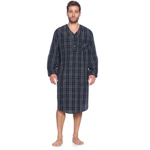 Ashford & Brooks Mens Woven Long Sleep Shirt Nightshirt - 1 of 4