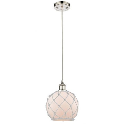 Farmhouse Rope - 1 Light Cord Hung Mini Pendant In Industrial Style-10 Inches Tall and 8 Inches Wide