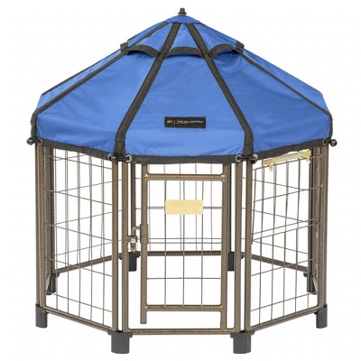 Advantek Dog Kennel Pet Gazebo 3 Foot Indoor Outdoor Crate with Umbrella Roof Heavy Duty Rust Proof Metal Pen for Small to Medium Animals, Cobalt Sky