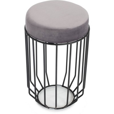 Vivi Velvet Upholstered Vanity Stool Black/Gray - Adore Decor