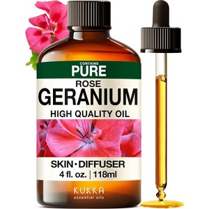 KUKKA Rose Geranium Essential Oils - 4 Fl Oz - for Hair, Skin, Diffuser, Aromatherapy & DIY Soap Making Scent - 1 of 1