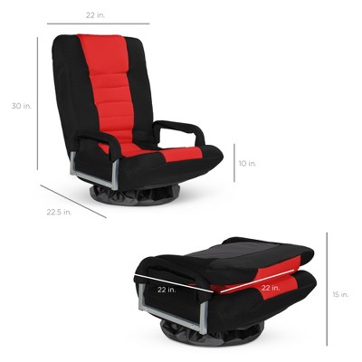 Swivel Flex Gaming Floor Chair with Adjustable Backrest - Black/Red