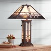 Robert Louis Tiffany Alfred Mission Table Lamp 26" High Bronze with Nightlight Stained Art Glass Shade for Bedroom Living Room Bedside Nightstand Home - 2 of 4