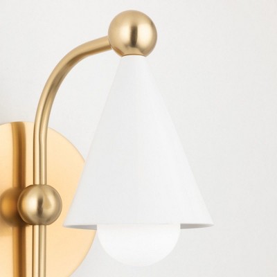 Aged Brass and Soft White Metal Plug-In Wall Sconce
