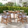 Dsvimoy Patio Accent Table Set 5 Piece Dining Set with Cushions and PE Rattan Backrest for Garden, Gray, 36"*28"*28" - 2 of 4