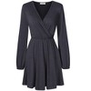 Womens Dress Surplice Dress V Neck Dress Smocked Waist Dress Casual Mini Dress Peplum Wasit Dress - 3 of 4