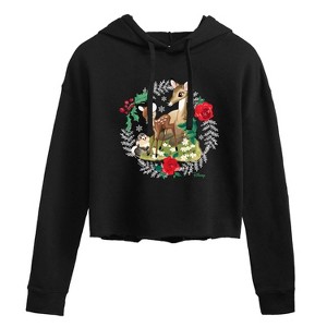 Women's - Disney - Christmas - Family In The Forest Cropped Graphic Hoodie - 1 of 3