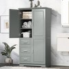 NicBex Tall&Wide Bathroom Storage Cabinet with Adjustable Shelves,3 Doors&3 Drawers,Freestanding Cabinet with Anti-Tipping Device for Bathroom - 2 of 4