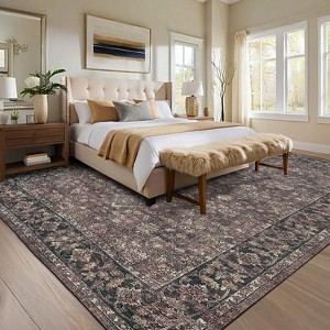 Coolmee Washable Area Rug Antique Distressed Rugs for Living Room Vintage Non Slip Modern Bedroom Carpet Stain Resistant Rug - 1 of 4
