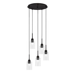 Toltec Lighting Edge 5 - Light Pendant in  Espresso with 4" Clear Bubble Shade - 1 of 1
