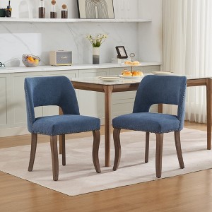 Okak Mid-Century Style Wooden Dining Chairs with Curved Legs for Kitchen Dining Room,Upholstered Seating Dining Chair Set of 2 - 1 of 4