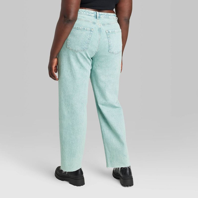 Women's High-Rise Straight Jeans - Wild Fable™ Light Teal Blue, 4 of 5