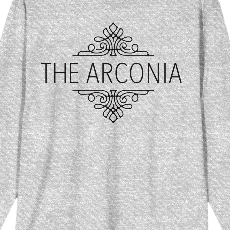 Only Murders In The Building Arconia Swirl Design Crew Neck Long Sleeve Gray Heather Adult Tee, 2 of 3