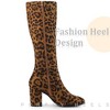 Perphy Women's Round Toe Chunky Heels Side Zip Knee-High Dress Prom Boot - 4 of 4