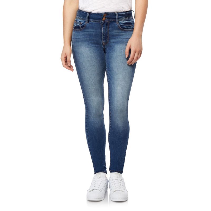 WallFlower Women's Flirty Curvy Skinny High Rise Insta Stretch Juniors Jeans (Standard and Plus), 1 of 10