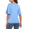 BLUEMING Womens Flutter Elbow Sleeve Shirts V Neck Tee Blouse Pagoda Sleeve T-Shirts Summer Tee Blouse Flowy Tops - 2 of 4