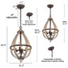 LNC Timeless 4-Light 13.4" Farmhouse/Rustic Lantern Mini Chandelier, Rustic Bronze and Weathered Gray Wood Tone - 3 of 4