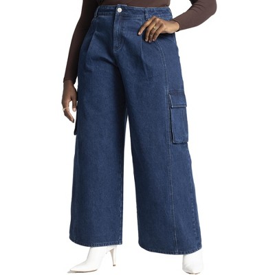 ELOQUII Wide Leg Cargo Jean