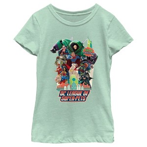 Girl's DC League of Super-Pets Character Collage Super Pack T-Shirt - 1 of 4