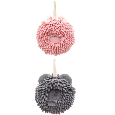 REGALWOVEN Cute Soft Absorbent Quick Drying Chenille Hanging Hand Towel 2 Pcs