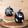Halloween Spider and Bat Pumpkin Figurine Set Polyresin – Stylish Black–White Indoor Decor Accent by Melrose - 2 of 4