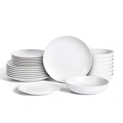 Earth & Clay 24pc Mia Stoneware Dinnerware Set White