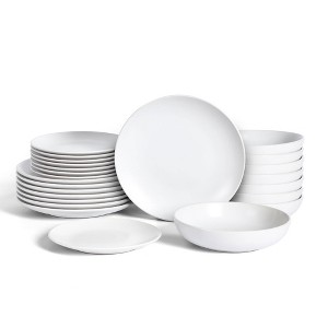 Earth & Clay 24pc Mia Stoneware Dinnerware Set White - 1 of 4