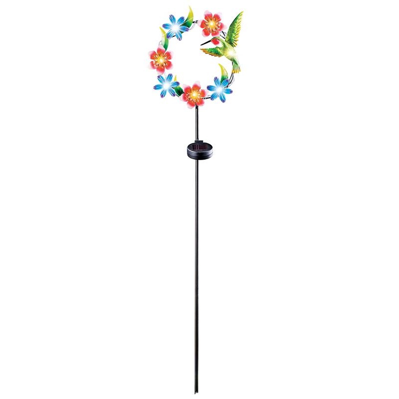 Collections Etc Hummingbirds and Flowers Solar Light Garden Stake 11 X 5 X 48.75, 1 of 3