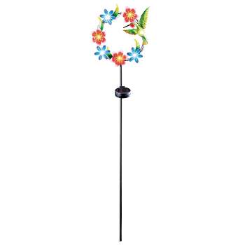 Collections Etc Hummingbirds and Flowers Solar Light Garden Stake 11 X 5 X 48.75