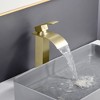SUMERAIN Lead-free Bathroom Sink Faucet, Modern Vessel Sink Faucet with Waterfall Spout Brushed Gold - 4 of 4