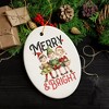 Vintage Elves Merry & Bright Christmas Ornament, Retro Ceramic Tree Decoration| OrnamentallyYou - 4 of 4
