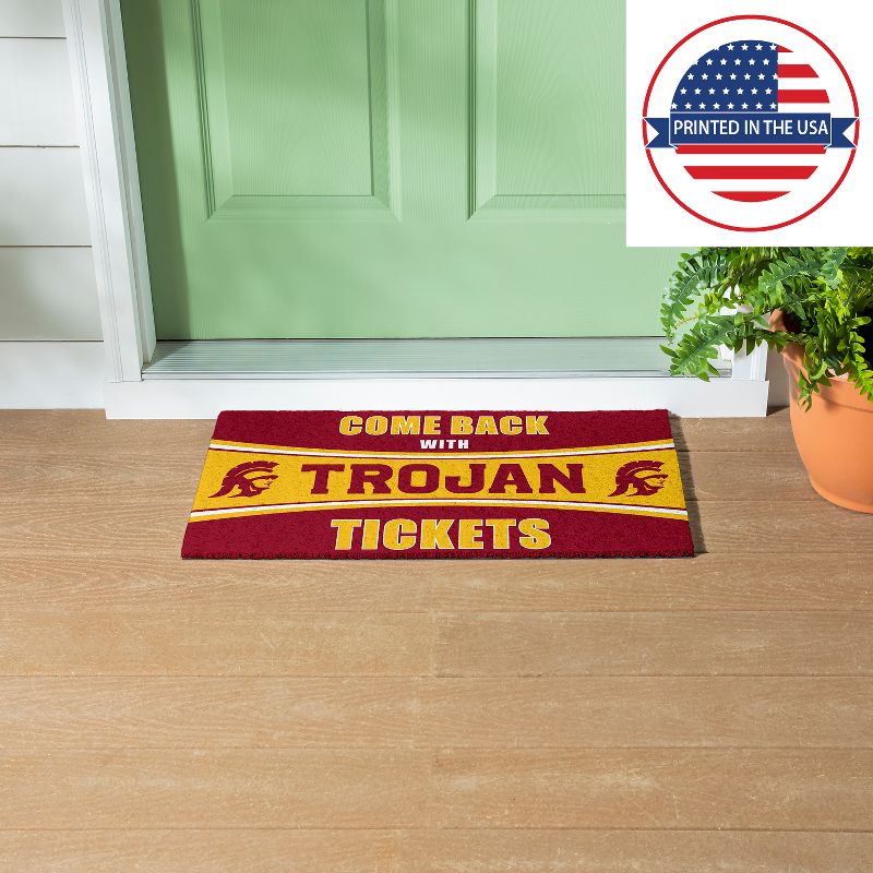 Evergreen Come Back with Tickets University of Southern California 28" x 16" Woven PVC Indoor Outdoor Doormat, 5 of 7