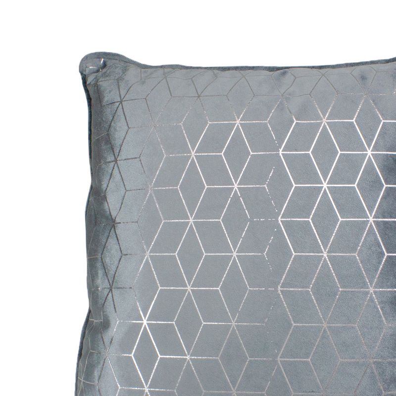 Northlight 19" Gray and Silver Velvet Throw Pillow with Geometric Design, 5 of 6