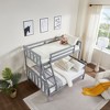Twin over Full Bunk Bed with Flexible Ladder,Kids Solid Wood Bed Frame,Strong Wooden Slats, Non-Toxic Finishes, No Box Spring Needed,Gray - 2 of 4